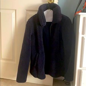 navy blue fuzzy jacket